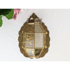 Vintage Handmade Tin & Glass Candle Sconce Rustic Western Entry Foyer Wall Decor